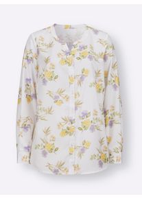 Dames Blouse met lange mouwen en digitale print in champagne/lila bedrukt ,maat 38, WITT, 100% Polyester