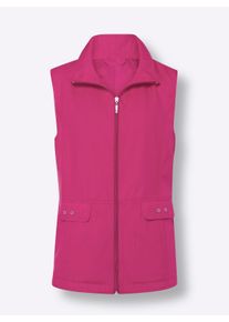 Damen Weste mit imitierten Pattentaschen in fuchsia ,Größe 38, WITT, 60% Polyamid, 40% Polyester