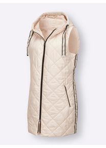 Dames Lange bodywarmer met ruitstiksels in ivoorkleur ,maat 38, WITT, 100% Polyester. Wattering: 100% Polyester