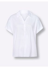Dames Blouse met korte mouwen van pure viscose in ecru ,maat 38, WITT, 100% Viscose