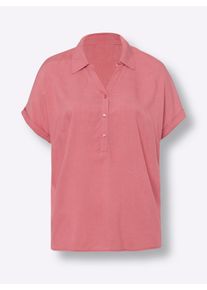 Dames Blouse met korte mouwen van pure viscose in flamingo ,maat 38, WITT, 100% Viscose