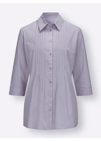 Dames Lange blouse met sierbiezen in lila ,maat 38, WITT, 100% Katoen