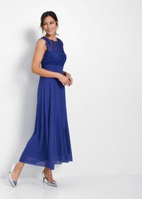 bonprix Dámska Maxi večerné šaty s čipkou, modrá, 46