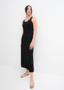 bonprix Sukienka maxi z wiskozy z bawełną, czarny, 44/46