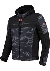 Rusty Stitches Liam Pixel, veste textile imperm&eacute;able , couleur: Noir/Gris/Gris Fonc&eacute;/Rouge , taille: 4XL