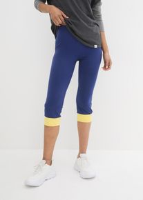 bonprix Legginsy rybaczki sportowe z kontrastowym ściągaczem niebieski 48/50