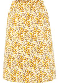 Dames Comfortrok met comfortband rondom ecru/oker bedrukt Maat 56