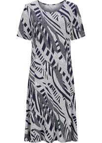 Dames Jersey jurk marine/ecru geprint Maat 40