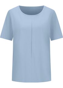 Damen Kurzarmshirt mit Satin-Paspel am Ausschnitt eisblau Gr&ouml;&szlig;e 46
