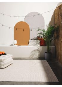 Tapis poil ras d'int&eacute;rieur et d'ext&eacute;rieur Mars Cr&egrave;me 120x170 cm - Tapis poil court design moderne pour salon