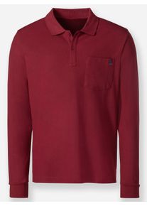Catamaran Heren Poloshirt met lange mouwen in donkerrood ,maat 44/46, Witt, 60% Katoen, 40% Polyester