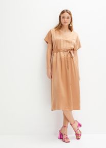 bonprix Femei Rochie satin cu cordon maro 48
