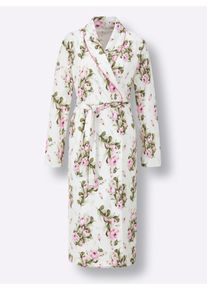 COMODO Dames Ochtendjas in ecru/roze geprint ,maat 36/38, Witt, 100% Katoen