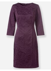 Damen Etuikleid mit Jacquard-Bl&uuml;ten in traube-gemustert ,Gr&ouml;&szlig;e 24, WITT, 60% Baumwolle, 38% Polyester, 2% Elasthan