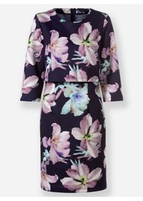 Dames Jerseyjurk met binnenvoering in marine/kalkmint bedrukt ,maat 19, WITT, 95% Polyester, 5% Elastan