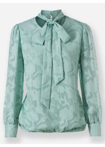 Damen Schluppenbluse in Blüten-Dessin in kalkmint ,Größe 36, WITT, 100% Polyester