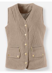 Dames Bodywarmer met klepzakken in sesam ,maat 38, WITT, 89% Polyester, 11% Polyamide. Wattering: 100% Polyester