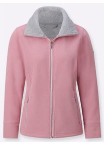 Dames Fleecejack met contrasterende kraag in oudroze ,maat 38, WITT, 100% Polyester