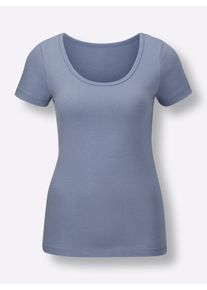 w&auml;schepur Dames shirt in duivenblauw ,maat 36/38, Witt, 48% Katoen, 46% Polyester, 6% Elastan