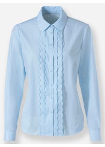 Dames Blouse met lange mouwen en knoopmanchetten in lichtblauw ,maat 38, WITT, 65% Polyester, 35% Katoen