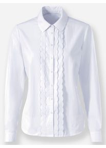 Dames Blouse met lange mouwen en knoopmanchetten in wit ,maat 40, WITT, 65% Polyester, 35% Katoen