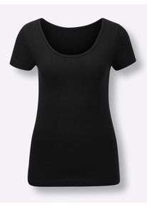wäschepur Dames Shirt in zwart ,maat 36/38, Witt, 48% Katoen, 46% Polyester, 6% Elastan