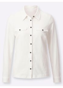 Dames Jerseyblouse met decoratieve borstzakken in ecru ,maat 40, WITT, 60% Katoen, 40% Polyester