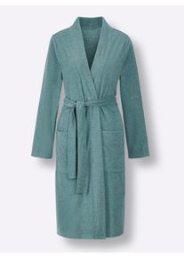 feel good Dames Badjas in jade gemêleerd ,maat 36/38, Witt, 60% Katoen, 40% Polyester