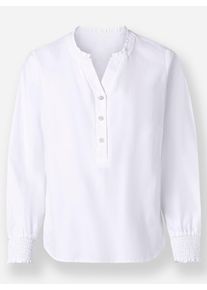 Dames Comfortblouse met ruchedetails in wit ,maat 36, WITT, 50% Katoen, 50% Polyester