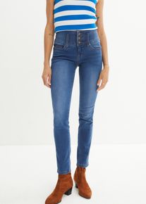 bonprix Női Slim Fit alakformáló farmer, High Waist, kék, 48