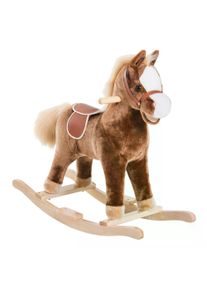 HOMCOM Baby Horse Rocker Kids Rocking Horse Animal Rocker Wooden Ride On Horse Kids Plush Rocking Horse - Brown NEXT DAY DELIVERY | Aosom Ireland