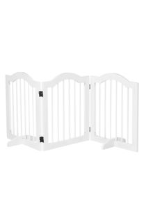 PawHut Wooden Foldable Small Sized Dog Gate Stepover Panel with Support Feet Pet Fence Freestanding Safety Barrier White | Aosom Ireland