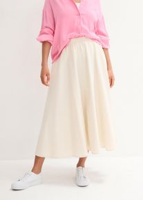 A-linjainen taskullinen midihame pellavasekoitteesta, beige, 38, bonprix