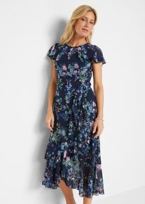 bonprix Femei Rochie cu volane albastru 54