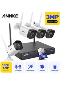 3MP Kit Caméra de Surveillance WiFi Exterieure 4 Caméra Vision Nocturne Détection Mouvement Système Caméra WiFi - ANNKE