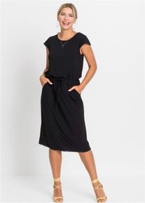 bonprix Femei Rochie midi din viscoză durabilă cu elastan, negru, 40/42