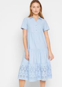 bonprix Női Tunika ruha tiszta pamutb&oacute;l, lyukacsos h&iacute;mz&eacute;ssel, k&eacute;k, 50