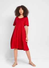 bonprix Mujer, Vestido de punto de algodón puro, rojo, 44/46