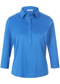 efixelle - Poloshirt van 100% katoen met 3/4-mouwen, blauw, Maat 36, katoen