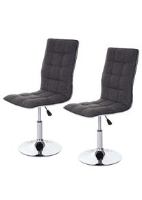 2er-Set Esszimmerstuhl HWC-C41, Stuhl Küchenstuhl, höhenverstellbar drehbar, Stoff/Textil FSC® ~ grau