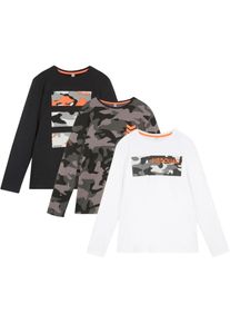 bonprix Bluză băieţi cu mâneci lungi (3buc.) alb 116/122
