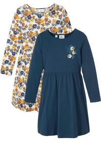 bonprix Sukienka dziewczęca z dżerseju (2 szt.), bawełna organiczna biały 104/110