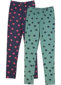 bonprix Legginsy dziewczęce (2 pary), bawełna organiczna zielony 152/158