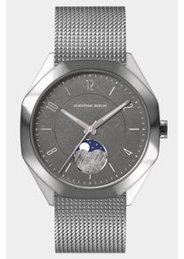 Men's Moonphase Watch - Silver - Brushed Stainless Steel Case, Sapphire Glass, Mesh Strap - 39mm Case - Quartz Movement - Lilienthal Berlin