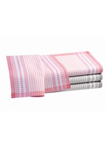 unisex Theedoeken in roze + lichtgrijs ,maat per 2 stuks, WITT, 50% Katoen, 50% Linnen
