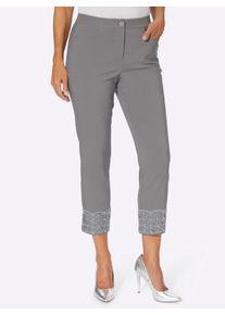 Dames 7/8-broek met pailletten in grijs ,maat 38, WITT, 72% Viscose, 25% Polyamide, 3% Elastan