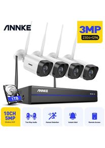 ANNKE Système de caméra de vidéosurveillance sans fil 8CH 5MP WiFi nvr 4X 3MP Kit de caméras de sécurité de Surveillance de Vision nocturne