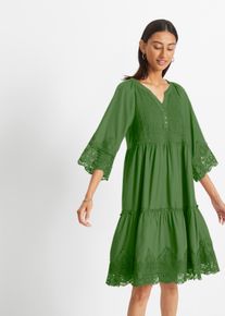 bonprix Sukienka szmizjerka z koronką, zielony, 38