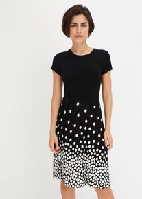Mekko painokuvioidulla hameosalla, musta, 48/50, bonprix