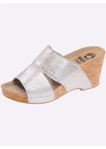 MUBB Dames slippers in zilverkleur ,maat 36, Witt, 100% Runderleer